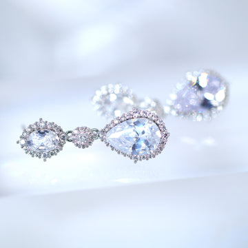 Cubic Zirconia Diamond Timeless Drops Diamond Earrings, Long Bridal Jewelry, Bridal Earrings, Crystal Bridal Earrings, Statement Earrings Cz